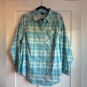 torrid Men's Aqua Plaid Button-Down Shirt